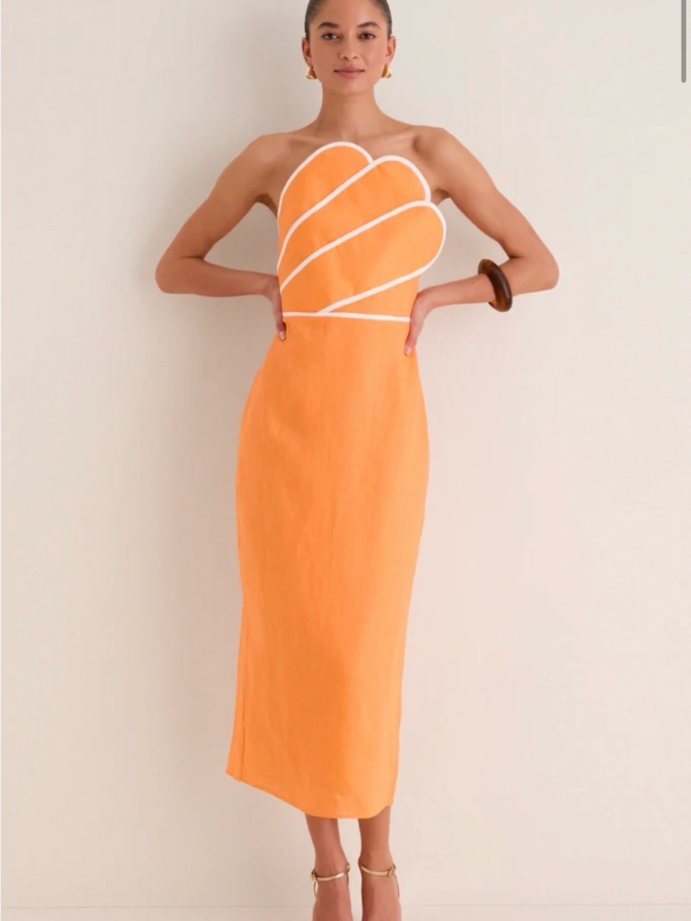 SOLD OUT! Tuckernuck x Factory Strapless Orange Midi Dress Size Small